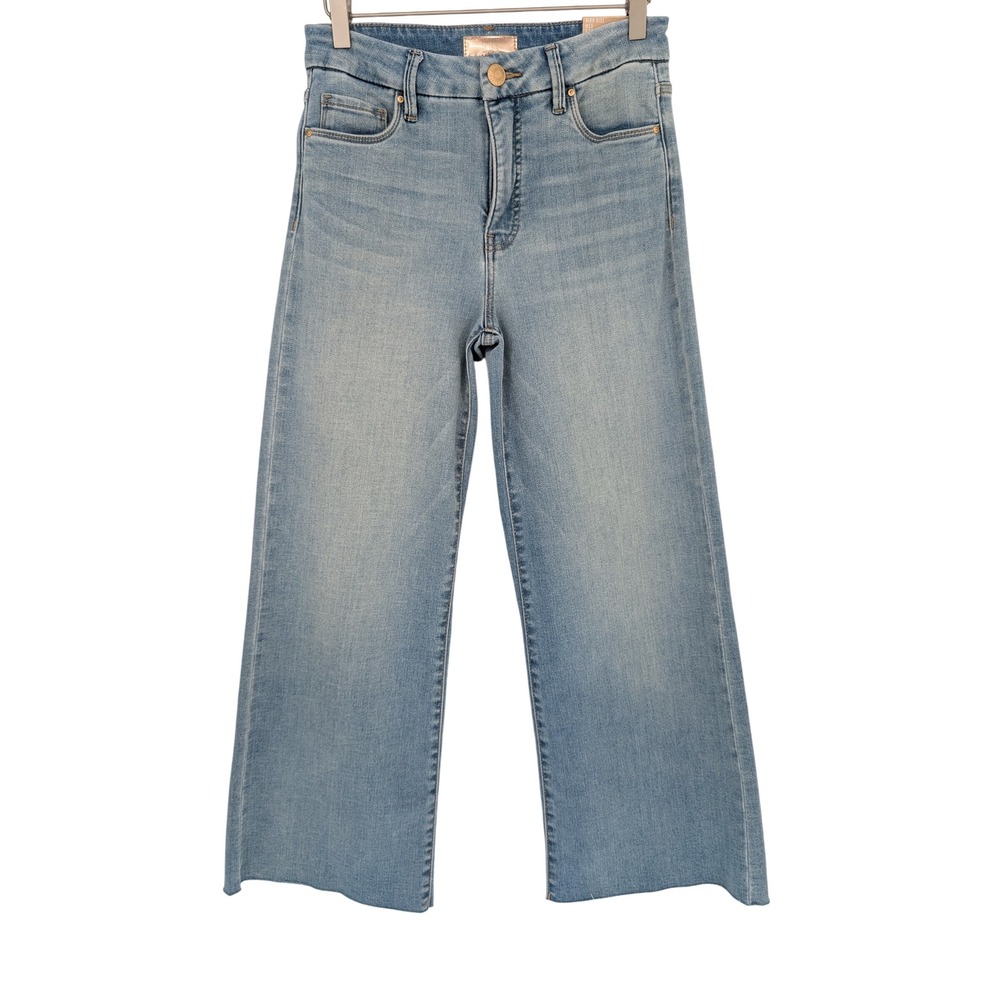 Kut from the Kloth Meg Wide Leg Jeans 0 Light Blue Fab Ab High Rise Raw Hem Boho